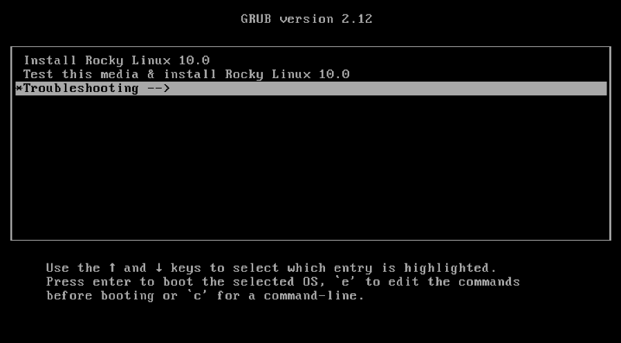 GRUB Main Menu